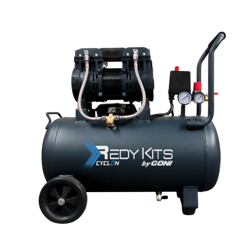 Compresor silencioso de 2 HP y tanque de 45 litros.